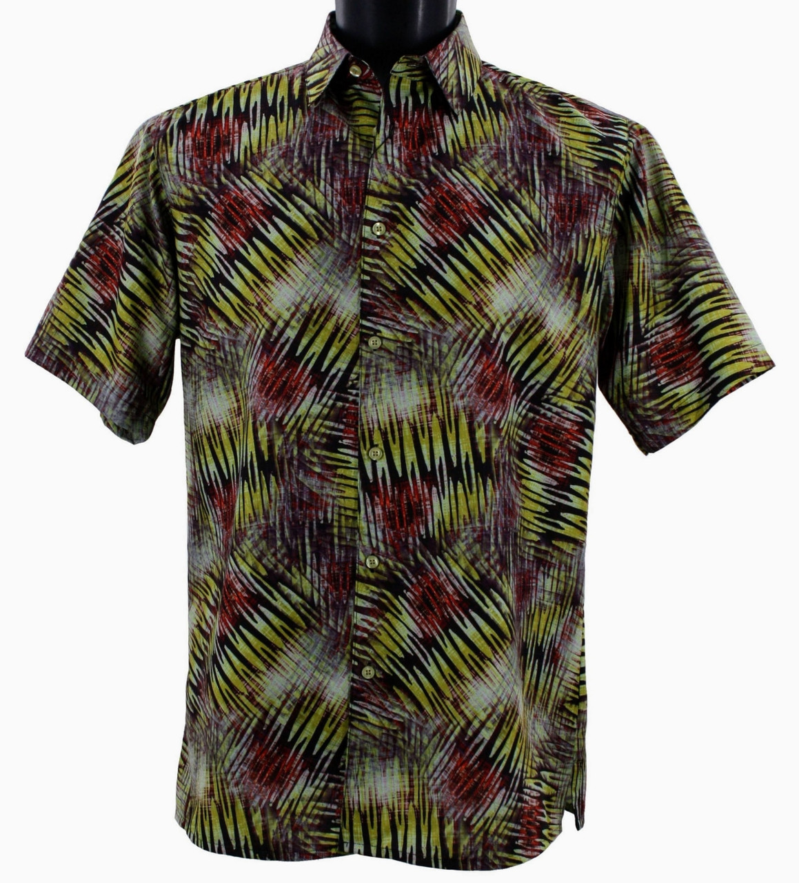 Bassiri Short Sleeve Camp Shirt - Red & Green Splash Print